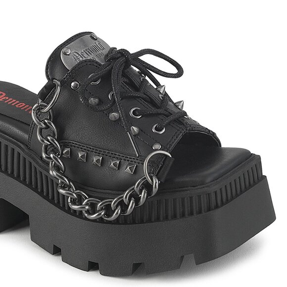 Whimsigoth 90s Goth Chunky Square Toe Platform Slide Sandals - Picture 3 of 5